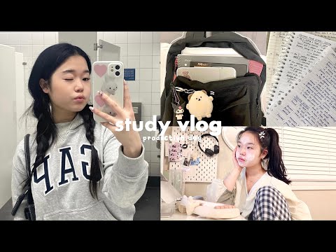 STUDY VLOG🥯: Romanticizing studying, desk tour, exam week prep, what I eat etc.