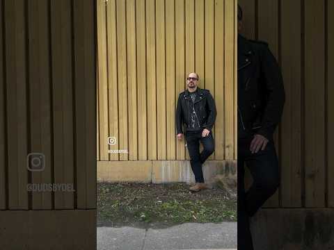 Rock n Roll Black Schott Perfecto, Paranoid tee, Freenote Denim, Nick’s Boots #rock #mensfashion