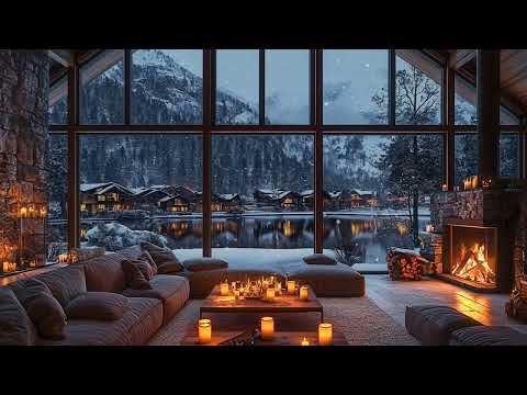 Warm Winter Cabin Escape | Snow Falling & Fireplace Sounds for Sleep & Relaxing Ambience