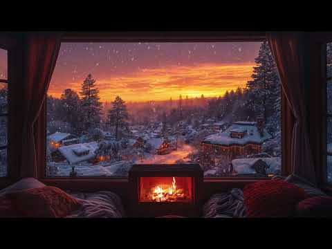 Cozy Fireplace Ambience - Golden Hour with Crackling Fireplace Sound to Heal Mind, Reduce Stress