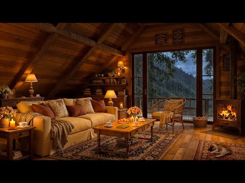 Cozy Reading Nook 📖 Soothing Jazz, Crackling Fireplace & Gentle Rain Sounds for Relaxation