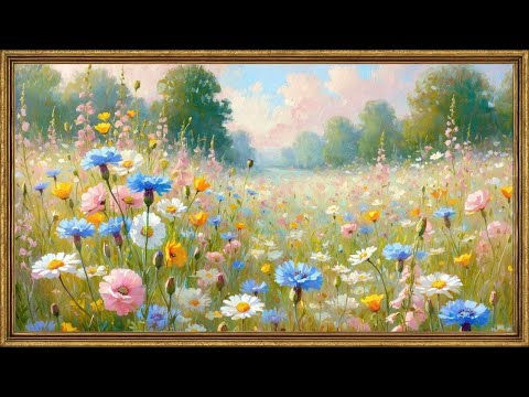 Wildflower Meadows TV Art | Pastel Floral Painting | Relaxing Floral Screensaver | 4K Frame TV Décor