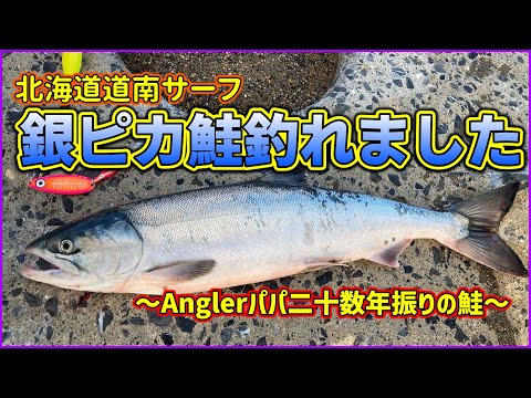 【北海道サーフ鮭釣り2022】銀ピカな鮭が釣れました！