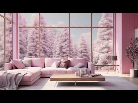 Pink Christmas Ambience Living Room Snowing Winter Wonderland Relaxing Instrumental