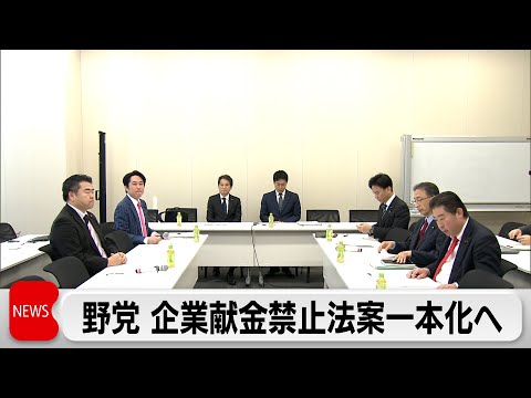 野党4党 企業・団体献金禁止の法案を一本化へ　国民民主は慎重な姿勢