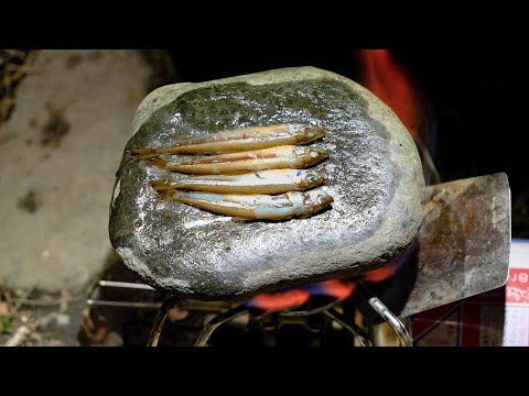 Cooking the fish I got on a SIZZLING HOT ROCK 【ENG SUB】