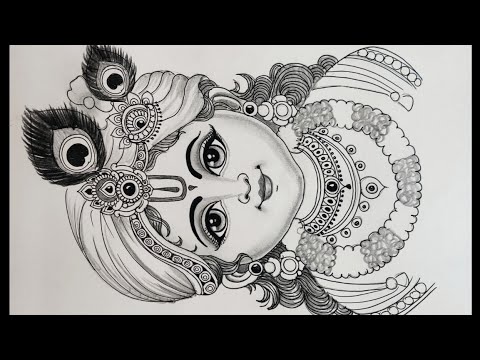 How to draw a beautiful and realistic pencil shading sketch of cute little Krishna/Kanhaiya drawing