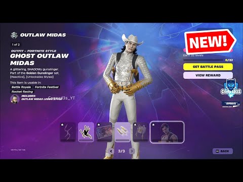 Fortnite All Outlaw Midas Rewards (Page 1 to 3) - How to get Outlaw Midas Skin Styles in Fortnite