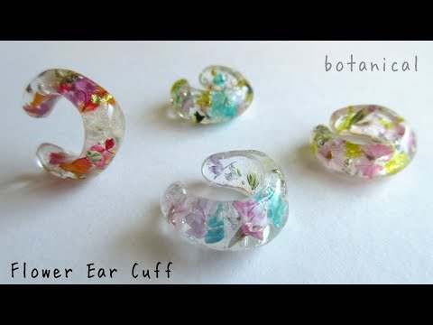 レジン🌼モールド不要!マスキングテープで作る?!😲フラワーイヤーカフの作り方🍀resin/Flower ear cuff/botanical/moldless🌼*･