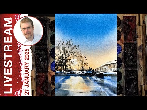 Monday Livestream 44: Winter Landscape, Canada (Watercolor Landscape Demo)