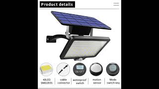 48 LEDs Rotatable Solar Lights,Bluetooth Sensor,Motion Sensor(3 modes) and Constant Lighting