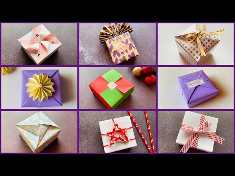 9 Fancy Gift Wraps for Square Box | Christmas Gift Wrapping Ideas | How to wrap a square box