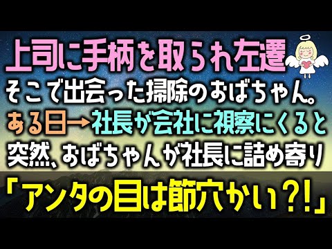 【感動する話】俺を左遷に追い込んだ上司。左遷先で出会った掃除のおばちゃん。ある日→社長が会社に視察にくると突然、おばちゃんが社長に詰め寄り「アンタの目は節穴かい？！」（泣ける話）感動ストーリー朗読