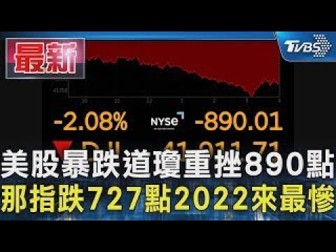 美股暴跌道瓊重挫890點 那指跌727點2022來最慘【#金臨天下 X #TVBS新聞 】