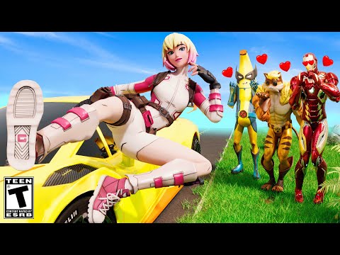 Gwenpools KISS make the BOYS CRAZY in LOVE w/ Ironman MK 45.. Fortnite