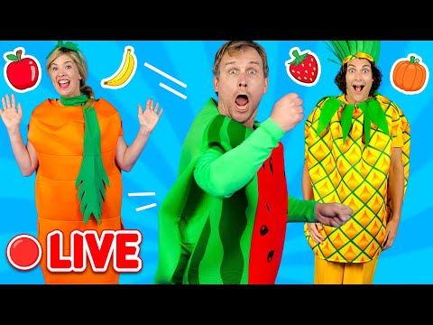 🔴 Fruits & Veggies 24/7 Livestream! Non-Stop Bounce Patrol songs 🍌🥦