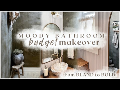 SMALL BATHROOM MAKEOVER on a budget! renovating our powder bath into a bold, moody, vintage bathroom