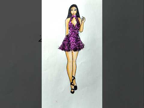 Glitter dress #shorts_ #shorts #ytshort #youtubeshorts #sketch #artandcraft #asmr #dressdesign #art