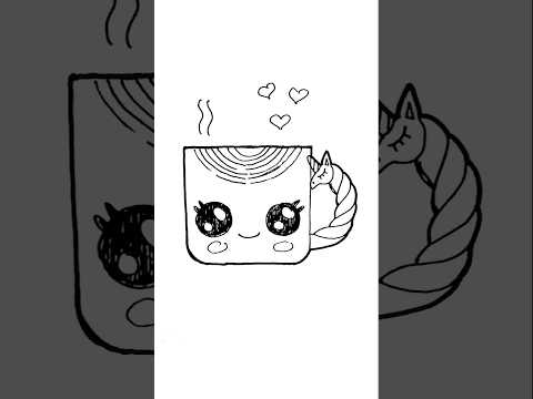 How to draw a cute unicorn cup