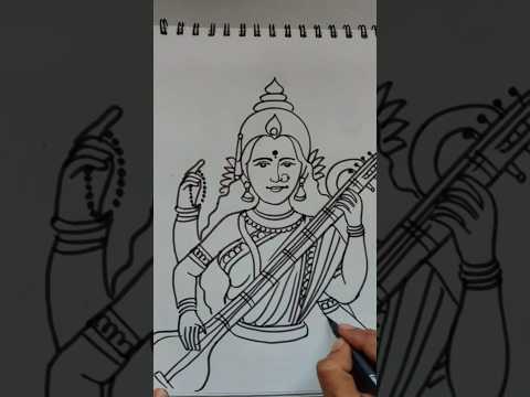 Quick and easy drawing of maa saraswati for beginners/ Basant Panchami special