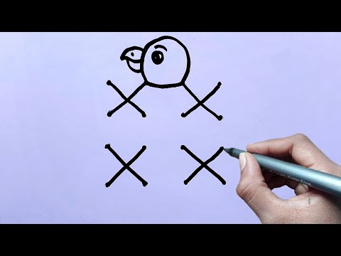 how to draw parrot from letter xxxx | easy drawing | simple drawing | vishesh979