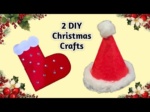 2 Easy Christmas Craft Ideas | Christmas Decoration 2024 | Santa Cap making | DIY Santa Shockings