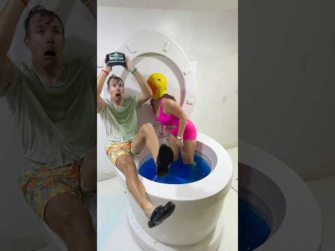 I PRANKED my Sleeping BOYFRIEND in the Worlds Largest Toilet Pool and He FELL IN #shorts