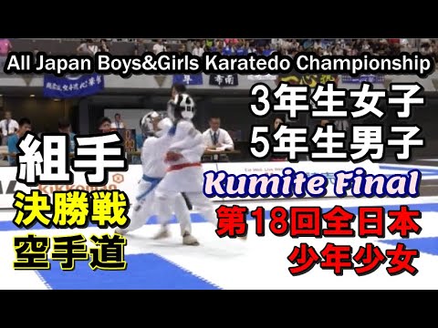 18全少組手 決勝戦 全日本空手道選手権 西村まりあvs嵯峨佳依 宮崎七緒vs大館瑠唯karatedo kumite final