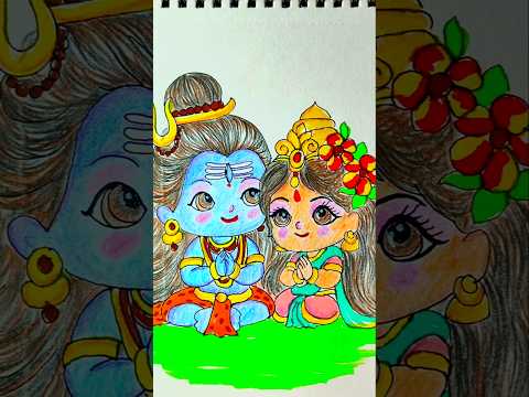 shiv parvati drawing easy#shorts_ #shorts #shortsfeed #trending#drawing #shivparvati #mahashivratri