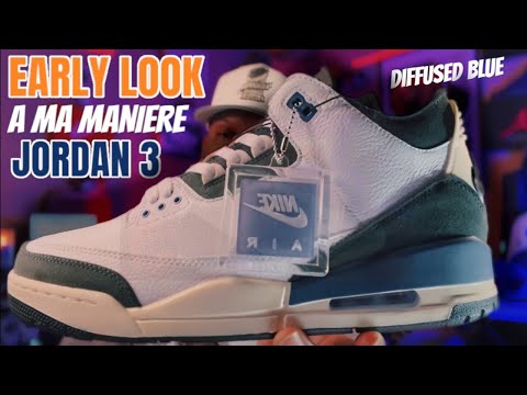 EARLY LOOK AT THE A MA MANIERE JORDAN 3 “DIFFUSED BLUE” ( 3RD PARTY ) REVIEW ! WILL THESE SIT ??