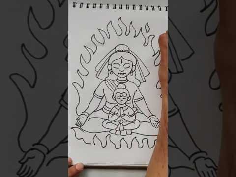 Quick simple and easy drawing of Holika Dahan/ bhakt prahlad and Holika/ Holi festival easy drawing