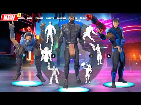 SUB-ZERO Fortnite x Mortal Kombat doing all Funny Built-In Emotes シ