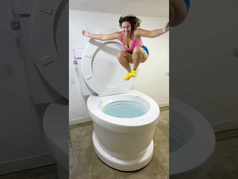 BIG JUMP into the Giant Toilet with HUGE AIR and Splash #shorts