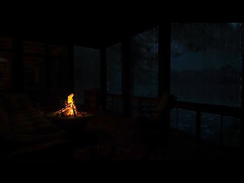 🌲🌧️Enchanted Forest Retreat: Gentle Rain, Rolling Thunder & Warm Fire for Deep Relaxation🔥🌿