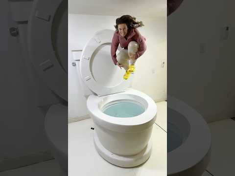 SUPER HIGH Biggest Cannonball JUMP into the Giant Toilet with Huge Splash #shorts