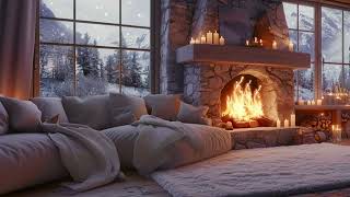 Cozy Fireplace Ambiance with Mountain Views and Crackling Fire Sounds | Relax, Study & Unwind