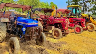 JCB 3dx Loading Mud in Tractor | Mahindra and Powertrac tractor | Jcb Video #jcb #tractor