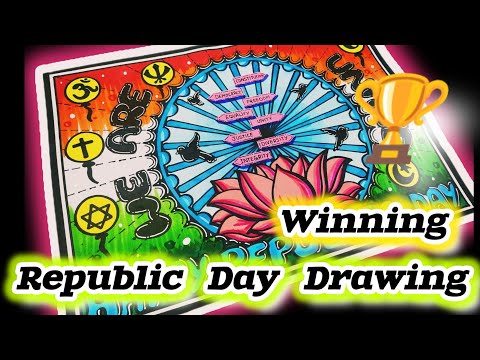 Republic Day Drawing Easy Steps / Republic Day Poster / How To Draw Republic Day Drawing