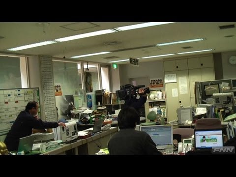 地震発生時 岩手めんこいテレビ報道フロア