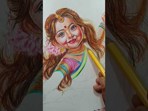 Drawing Radha ❤🌸  #radhakrishna #radha #kanha #radharani #drawing #easypainting #pencilcolour