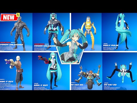 Fan-Made Haysune Miku Skin Fortnite doing all Built-In Emotes and Funny Dances シ