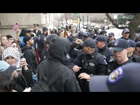 Clashes and ARRESTS as Pro-Palestine Protesters face off outside CCNY to "Confront Governor Hochul"