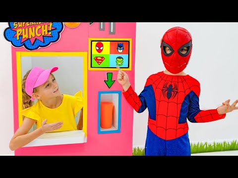 Kids toy story with superheroes vending machine