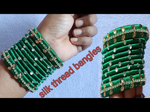 diy silk thread bangles making at home/ पुरानी चूड़ियों को दे नया लुक/ stone silk thread bangles