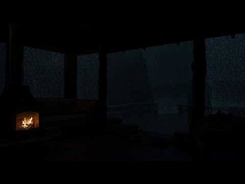 🌧️ Heavy Rain & Distant Thunder on a Cozy Cabin Porch🔥 Soothing Fireplace Sounds for Tranquil Sleep⚡