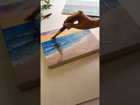 varnishing my painting #canvaspainting #youtubeshorts #landscapepainting #art