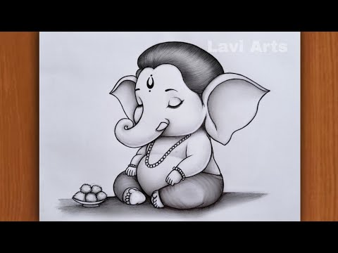 How to Draw Ganapti Ganesh - Pencil Chitra | Ganesh Chaturthi Special drawing | Vinayaka Drawing