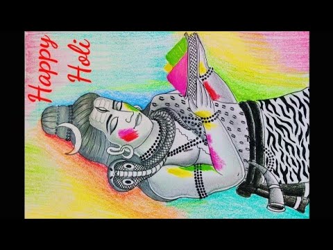 Lord Shiva celebrating Holi festival/Rangpanchmi special Drawing/Mahadev holicelebration/ Bholenath