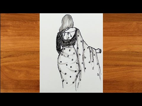 Very Easy Lady Drawing Step by Step ||  #veryeasyart #ladydrawing #sketching  #stepbystepdrawing