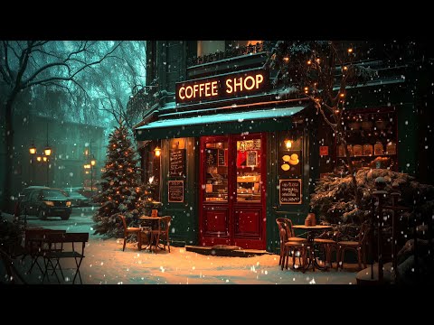 Relaxing Winter Cafe Vibes ❄️ Jazz, Snow Falling & Cafe Ambience for Relax